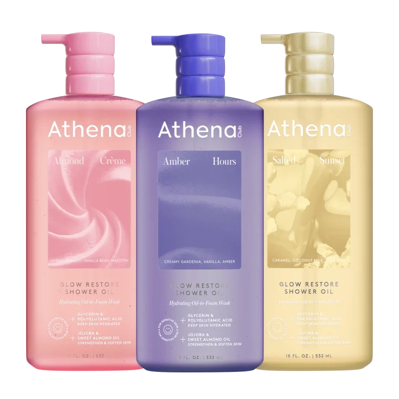 Glow Restore Shower Oil Trio S0 Almond Creme, Amber Hours, Salted Sunset